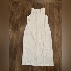 NWT Abercrombie & Fitch Linen Cotton White Square Neck Maxi Dress Sz XL